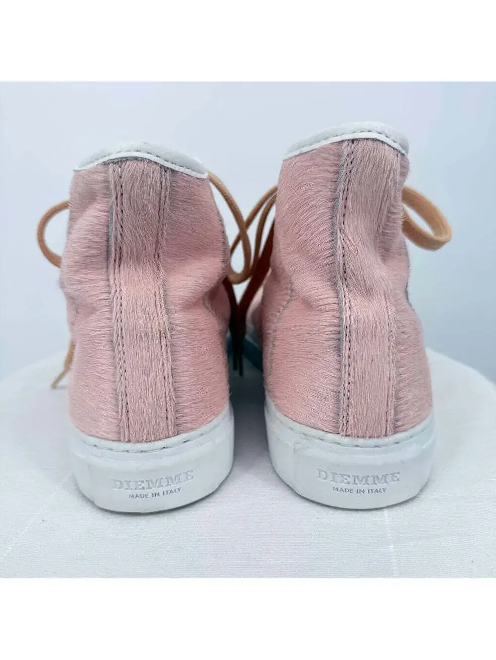 Women's Diemme Veneto High Italian Calf Hair Pink & White Sneakers IT40/US W 9.5